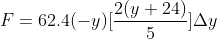 F= 62.4 (-y)[\frac{2(y+24)}{5}]\Delta y